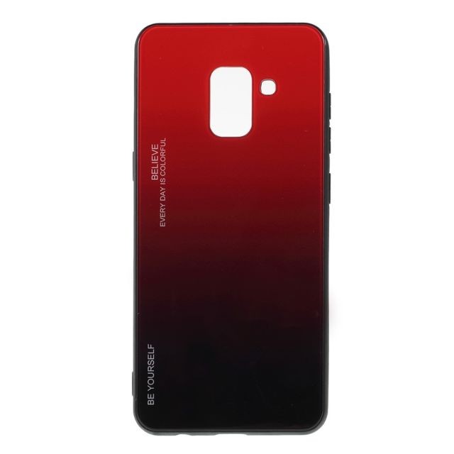 marque generique - Coque en TPU verre de couleur dégradé rouge/noir pour votre Samsung Galaxy A8 (2018) marque generique  - Coque Galaxy S6 Coque, étui smartphone