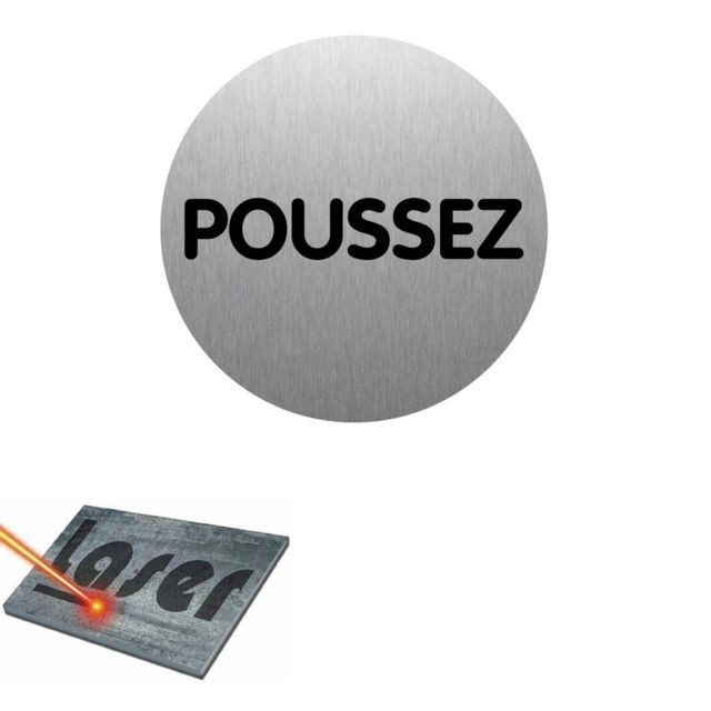 Mygoodprice - Plaque gravée autocollante 8cm ""Poussez"" fond alu brossé - Mygoodprice