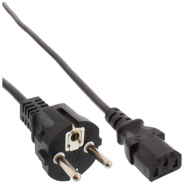 Inline - Câble réseau, InLine®, antichocs en ligne droite sur prise dispositifs froids, 1m, noir Inline - Bonnes affaires Câble et Connectique