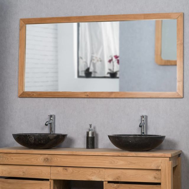 Wanda Collection - Grand Miroir rectangle en teck massif 145x70 - Black Friday Miroir