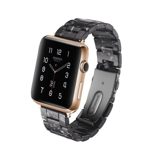 Wewoo - Bracelet de montre en résine Simple Fashion pour Apple Watch séries 5 et 4 44 mm et séries 3 et 2 et 1 42 mm Fleur noire Wewoo - Accessoires montres connectées