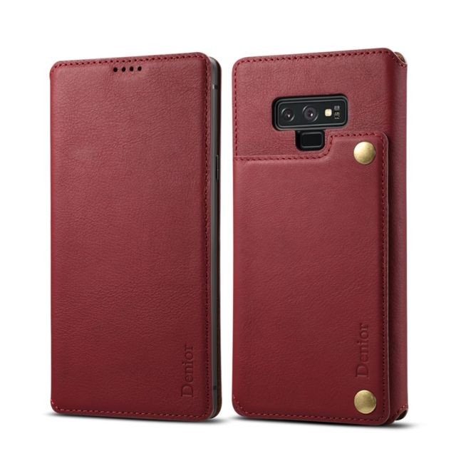 Wewoo - Housse Coque Pour Galaxy Note9 Denior V4 Voiture de luxe en cuir de vachette à rabat horizontal avec support et fentes cartes et portefeuille rouge foncé Wewoo  - Accessoire Smartphone
