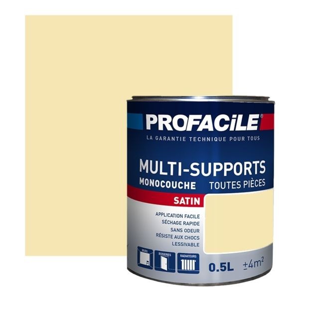 Profacile - Peinture intérieure multi-supports, PROFACILE-0.5 litre-Paille - Revêtement sol & mur