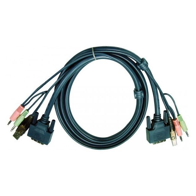 Aten - Aten 2L-7D02UD cordon KVM DVI/USB/Audio Dual Link - 1,80M Aten  - Câble Ecran - DVI et VGA
