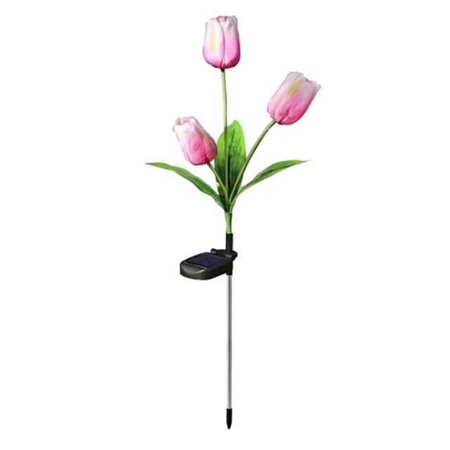 marque generique - fleur solaire extérieure tulipe fleur led light yard jardin voie lampe rose - Eclairage extérieur de jardin