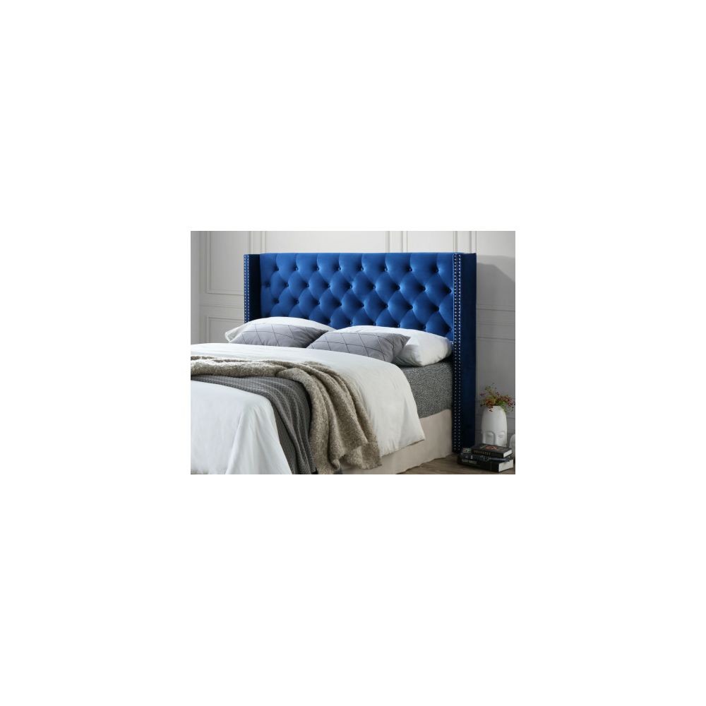 Têtes de lit Vente-Unique Tête de lit capitonnée MASSIMO - Velours - 170 cm - Bleu
