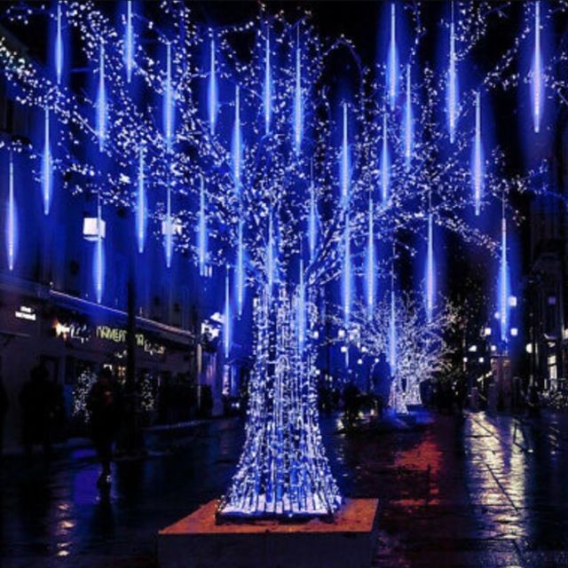 Generic - 30CM partie LED lumières douche pluie chutes de neige arbre de Noël jardin extérieur - Bleu - Chambre Enfant