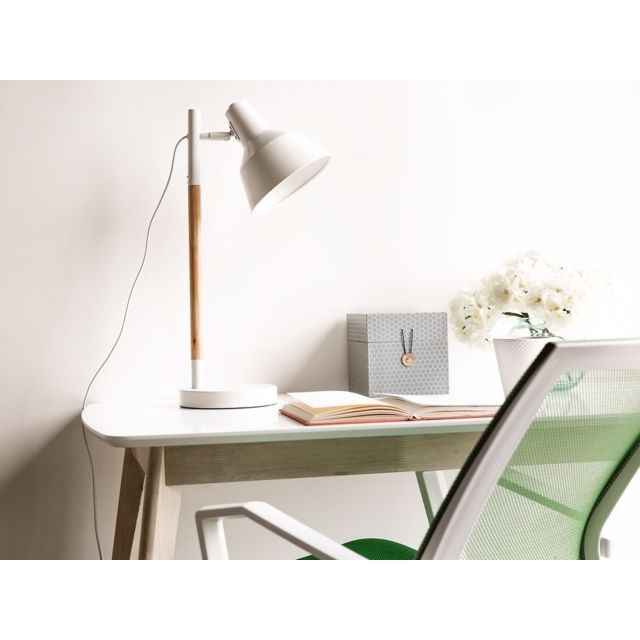 Beliani - Lampe de bureau blanc en bois et en métal ALDAN Beliani  - Marchand Beliani