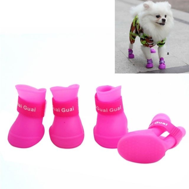 Wewoo - Belles chaussures chien chiot couleur rose bonbon de bottes en caoutchouc imperméables de pluie, L, taille: 5,7 x 4,7 cm Wewoo  - Chiens