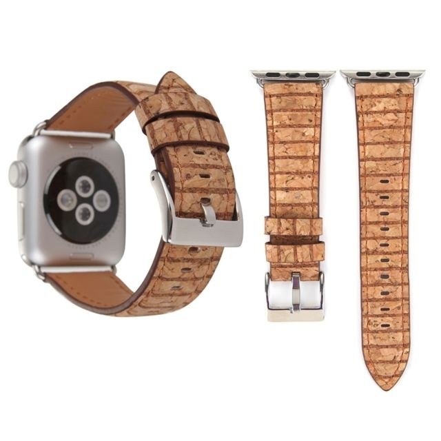 Wewoo - Bracelet pour Apple Watch Série 3 & 2 & 1 42mm Nouveau Style Wodden Texture Stripes Motif Véritable En Cuir Montre-Bracelet Bande Wewoo  - Accessoires Apple Watch Wewoo