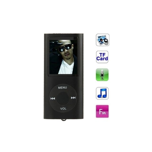 Wewoo - Lecteur MP4 noir pour carte TF support enregistreur radio FM E-Book et calendrier 1.8 pouces TFT écran métal MP4 Player avec fente - Lecteur MP3 / MP4 Wewoo