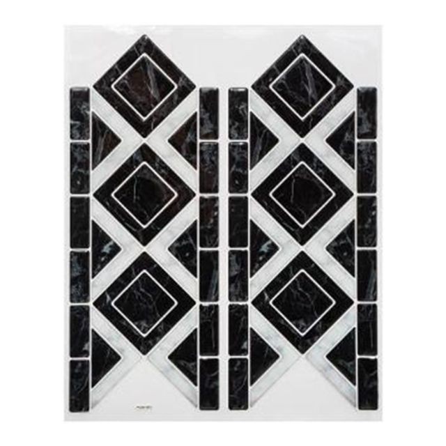 marque generique - Sticker Carrelage ""Frise"" 12x30cm Noir - Décoration chambre enfant Noir et blanc