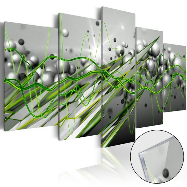 Bimago - Tableau sur verre acrylique - Green Rhythm [Glass] - Décoration, image, art | - Tableaux, peintures