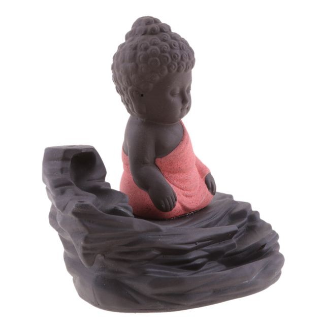 Encens Petite statue de tathagata méditation bouddha brûleur d'encens cône encensoir rouge