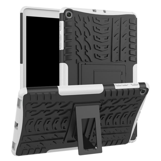 marque generique - Coque en TPU hybride motif pneu avec béquille blanc pour votre Samsung Galaxy Tab A 10.1 (2019) T510 marque generique  - Accessoire Tablette