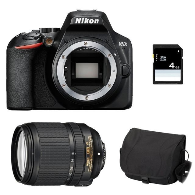 Reflex Grand Public Nikon PACK NIKON D3500 + 18-140 VR + SD 4Go + SAC