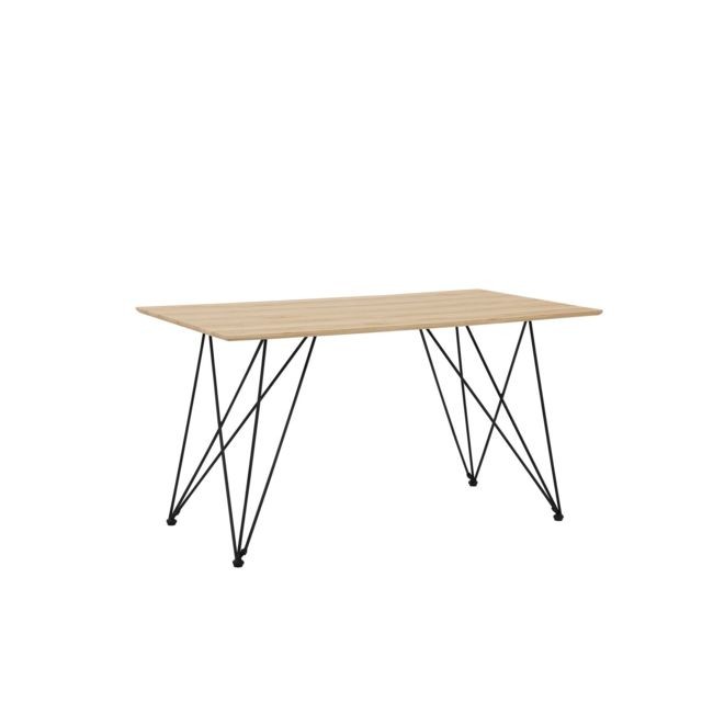 Tables d'appoint Beliani Table 140 x 80 cm en couleur bois clair et noir KENTON
