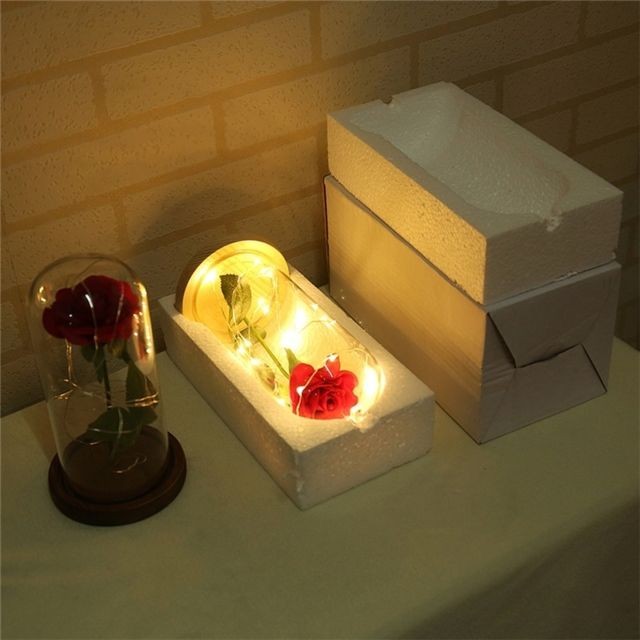 Wewoo Guirlande LED clignotant lumineux artificielle roses fraîches romantique décoratif fleur mariage Saint Valentin cadeau à envoyer amoureux Base Beige en Bois 0-5W