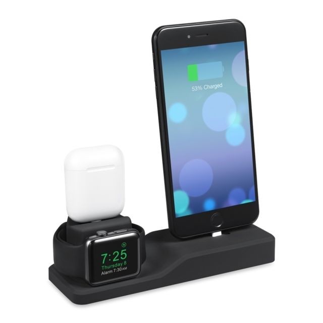 Wewoo - Station de recharge d'accueil en silicone qualité supérieure 3 1 pour AirPods, Apple Watch et iPhone (Noir) Wewoo  - Station d'accueil smartphone Wewoo
