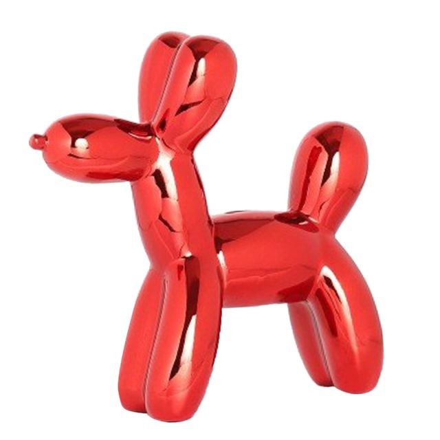 Objets déco Balloon Céramique Chien Ornement Mini Animal Figurine Nouveauté Cadeaux Rouge