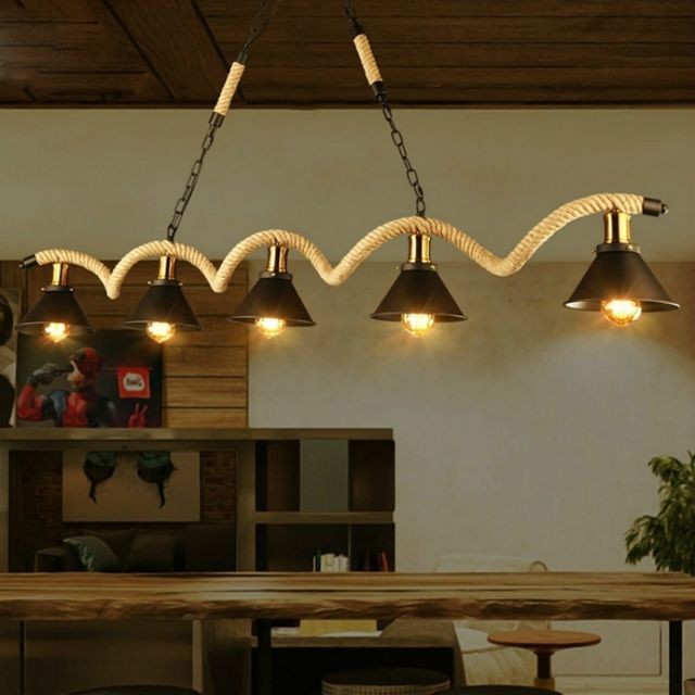 Wewoo - Suspension luminaire Lustre Lampe Suspendue de bar de restaurant de style industriel vintage à 5 têtessource d'alimentation lumière blanche LED5W - Plafonniers