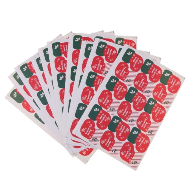 Décorations de Noël marque generique 10 Feuilles (180pcs) Joyeux Noël Autocollants Papier Motif Chaussettes de Noël Stickers Étiquettes pour Noël Carte Cadeau Pâtisserie