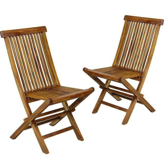 Chaises de jardin Wood En Stock Lot de 2 chaises de jardin en teck huilé , chaises pliantes
