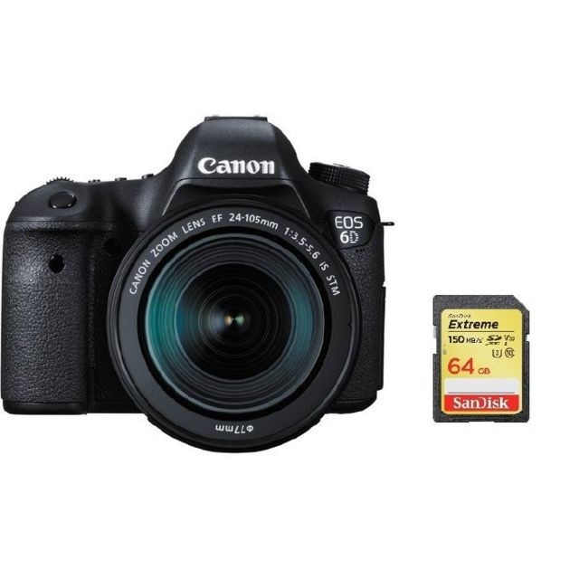 Canon - CANON EOS 6D KIT EF 24-105mm F3.5-5.6 IS STM + 64GB SD card Canon  - Reflex Numérique