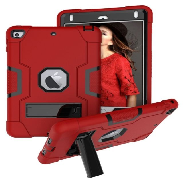 Wewoo - Coque Pour iPad Mini 5/4/3/2/1 Contrast Color Silicone + PC Combination Case with Holder Red + Black Wewoo  - Coque ipad mini 4