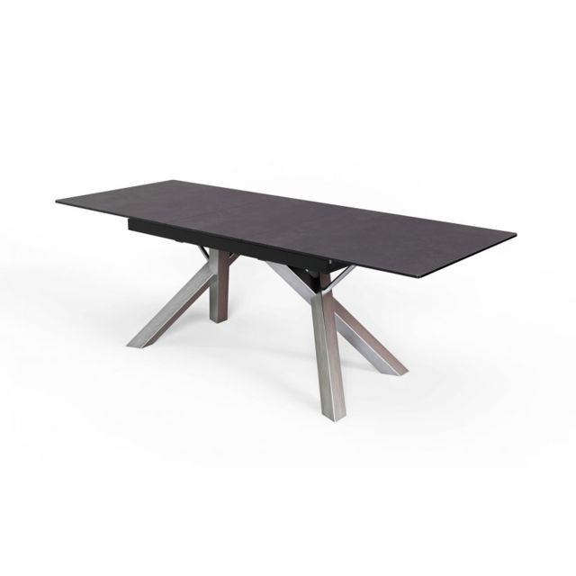 Meubletmoi - Table céramique extensible 180 à 220 cm rectangulaire piétement Acier - Roma Meubletmoi  - Tables à manger Oui