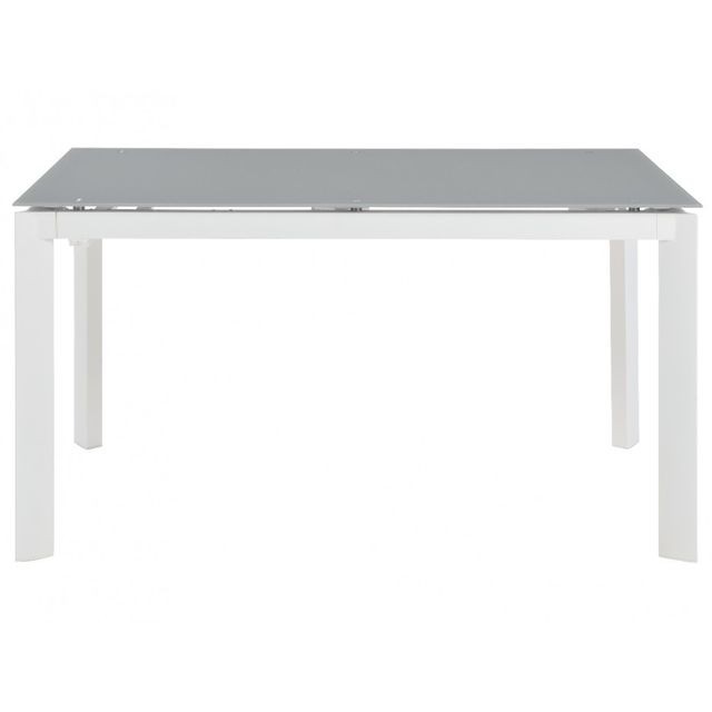 Ensembles tables et chaises Table à manger de jardin en aluminium - extensible 4 à 6 couverts - L140/200cm -Gris - PALAOS