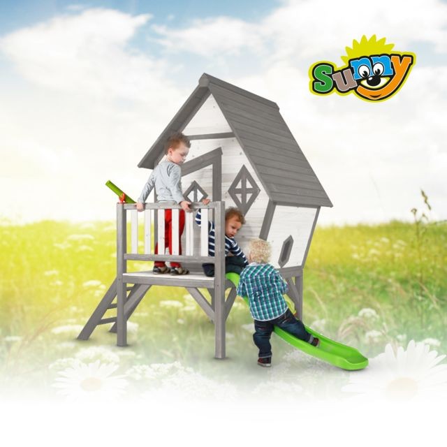 Axi - Maison Cabin XL - Toboggan lime vert - Jeux d'enfants