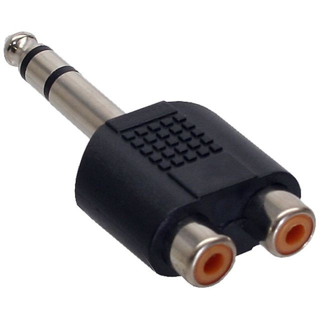 Inline - Adaptateur audio, InLine®, 6,3mm jack sur 2x connecteur Cinch femelle, Stéréo Inline  - Câble Jack