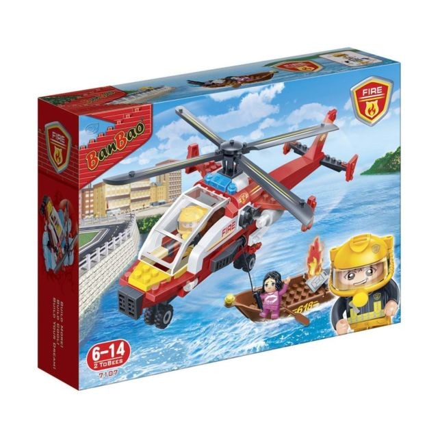 Briques et blocs BanBao Hélicoptère de pompier  7107