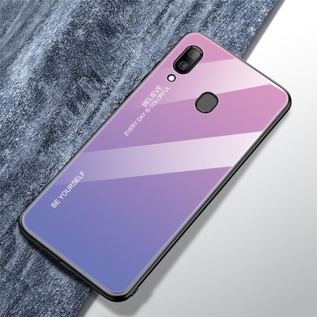 marque generique - Coque en TPU verre de couleur dégradé hybride rose/violet pour votre Samsung Galaxy A30 marque generique  - Coque Galaxy S6 Coque, étui smartphone