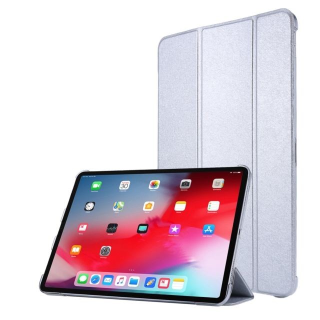 Generic - Etui en PU + TPU flip de soie avec support tri-pliure argent pour votre Apple iPad Pro 12.9 pouces (2020) Generic  - Housse, étui tablette