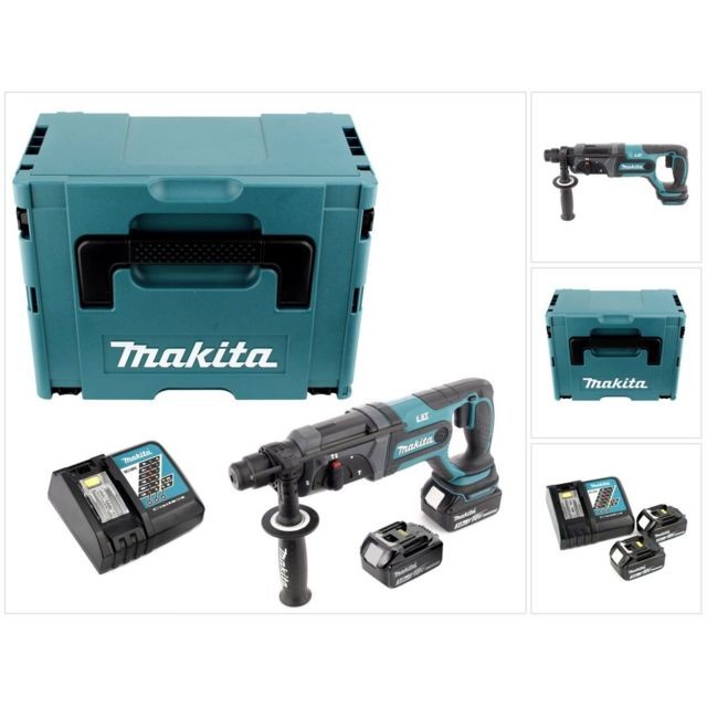 Makita - Makita DHR 241 RFJ  Perforateur-Burineur sans fil 18 V Li-Ion + 1x Boîtier de transport Makpac SDS-Plus  + 2x Batteries BL 1830 3,0 Ah + Chargeur rapide DC 18 RC - Batteries plus