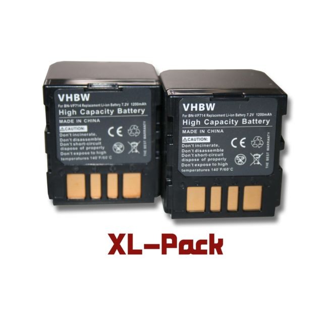 Batterie Photo & Video Vhbw vhbw set 2 batteries 1200mAh pour caméscope JVC GR-D239, GR-D240, GR-D240E, GR-D240EG, GR-D240EX, GR-D245, GR-D245E, GR-D245EG etc.