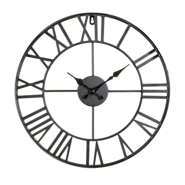 Atmosphera, Createur D'Interieur - Horloge en métal 36,5 cm Edena - noir - Atmosphera - Maison
