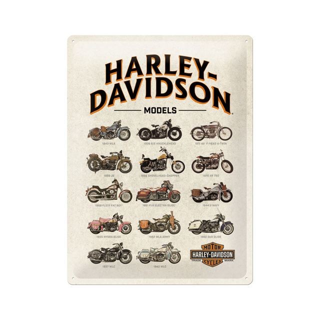 Nostalgic Art - Plaque décorative en métal en relief 40 x 30 cm Harley Davidson - Model Chart. Nostalgic Art  - Décoration murale métal Décoration