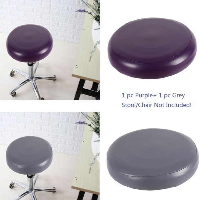 marque generique - 2x Couvre-tabourets de bar à la maison en PU recouvert de manchon de siège rond en cuir gris + violet marque generique  - Bars marque generique