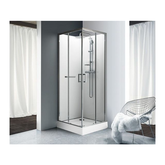 Leda - Leda - Cabine de douche Kara carré portes coulissantes verre transparent 90 x 90 cm - L11KA8C0201 - Plomberie Salle de bain