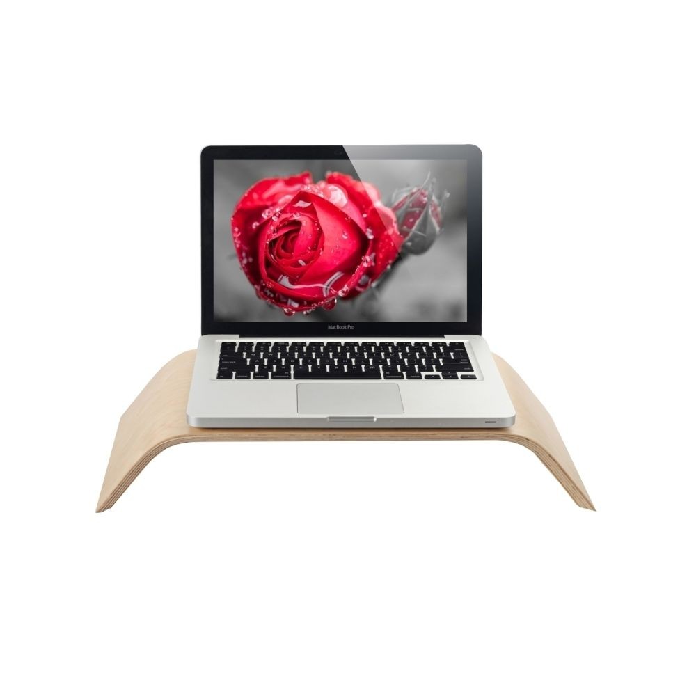Wewoo Support Holder pour Apple Macbook, ASUS, Lenovo artistique Bois Grain bambou et de bureau en bois berceau