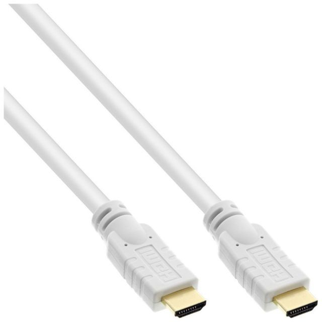 Câble HDMI Inline Câble HDMI haute vitesse InLine® avec Ethernet mâle à 4K2K plaqué or, blanc, 10 m