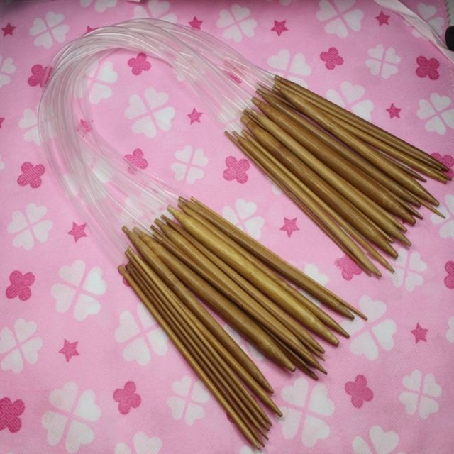 Wewoo DIY Apparel Sewing Transparent 18 en 1 / Set Tissage Outils Aiguille Chandelier Tube Carbonisé Bambou Annulaire Aiguilles À Tricoter, Longueur: 100cm