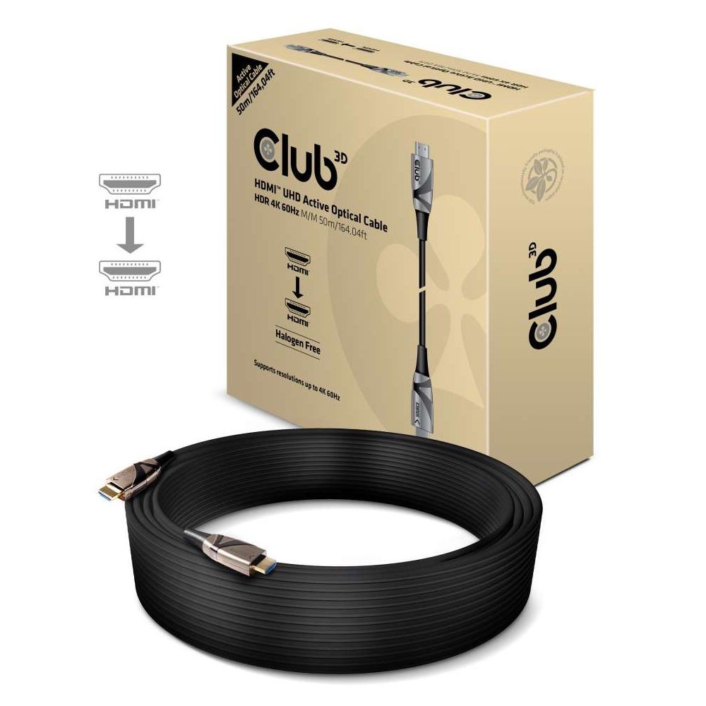 Club 3D CLUB3D HDMI 2.0 UHD Active Optical Cable HDR 4K 60Hz M/M 50m/164,04ft câble HDMI