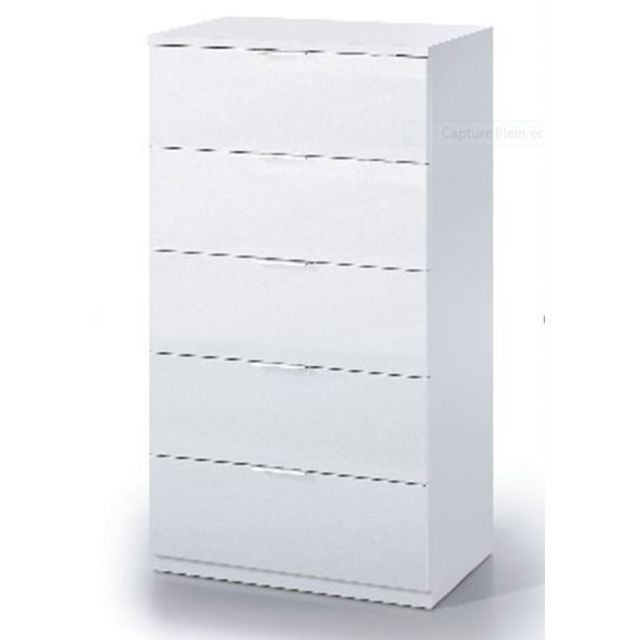 Pegane - Commode avec 5 tiroirs coloris blanc artic - 110 x 60 x 40 cm -PEGANE- Pegane  - Commode 110 cm