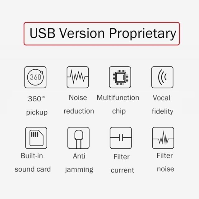 Microphone Microphone audio filaire réglable USB à col de cygne BK, carte son intégrée, compatible PC / Mac pour diffusion en direct, show, KTV, etc. noir