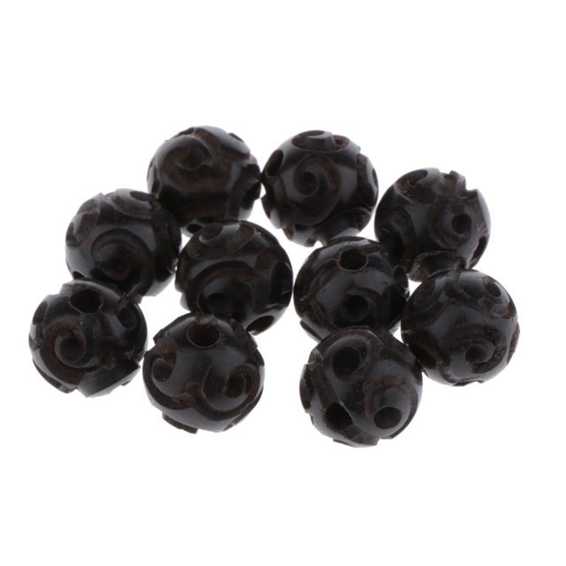Perles marque generique 10 Lot De Perles En Bois Noir Bouddhiste Imprimer Des Perles Collier Anlets Key Decor 8 MM