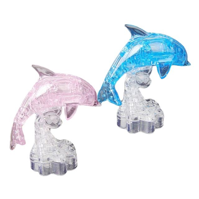 Puzzles 3D 3D diy cristal puzzle enfants enfants éducatif apprentissage jouet - dauphin rose